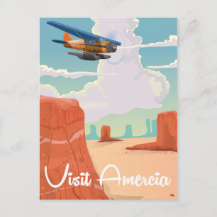 Besuchen Sie das Reiseplakat America Vintage Postkarte