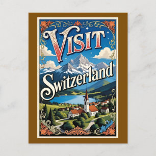 Besuchen Sie das Schweiz-Reiseplakat Postkarte