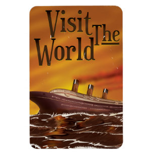 Besuchen Sie das Welt Vintage Kreuzfahrtschiffplak Magnet