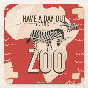 Besuchen Sie das Zoo Vintage Travel Poster Rechteckiger Pappuntersetzer