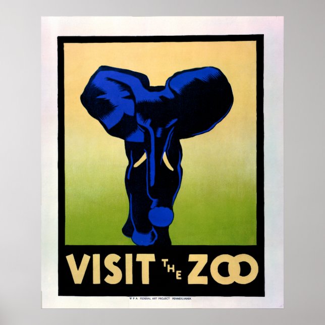 Besuchen Sie das Zoo WPA Poster aus den 30er Jahre (Vorne)