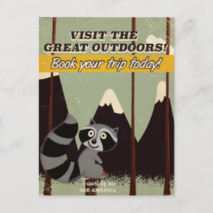 Besuchen Sie den großen Vintagen Raccoon im Freien Postkarte