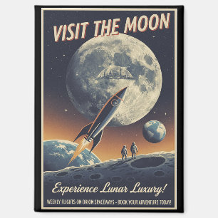 Besuchen Sie den Mond - Retro-Reiseposter Magnet