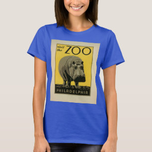 Besuchen Sie den Philadelphia Zoo, Hippo - Old WPA T-Shirt