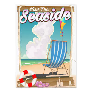 Besuchen Sie den Strand - Liegestuhlplakat Fotodruck