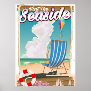 Besuchen Sie den Strand - Liegestuhlplakat Poster