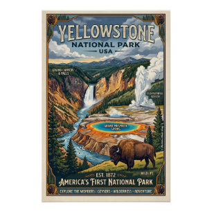 Besuchen Sie den Yellowstone-Nationalpark Poster