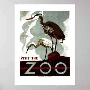 Besuchen Sie den Zoo - WPA Poster mit Helden oder 