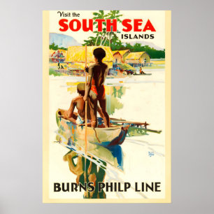 Besuchen Sie die Südseeinseln Burns Philp Linie Poster