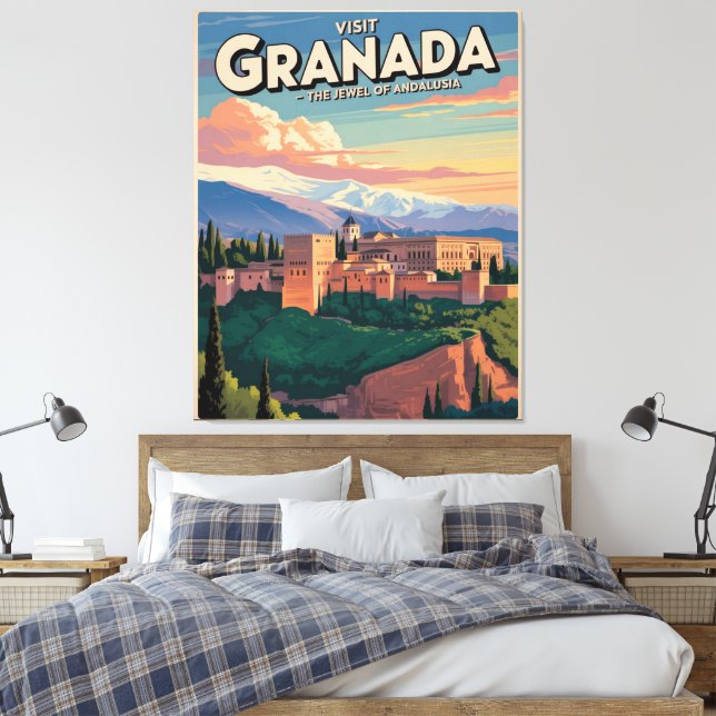 Besuchen Sie die Universität Granada Leinwanddruck (Insitu (Schlafzimmer))