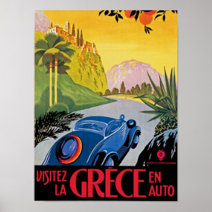 Besuchen Sie Griechenland mit dem Auto Poster