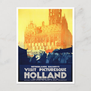 Besuchen Sie Holland Vintage-Reisepostkarte Postkarte