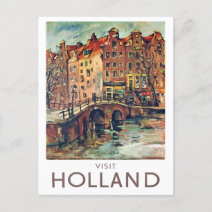 Besuchen Sie Holland Vintage-Reisepostkarte Postkarte