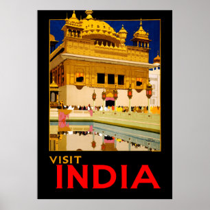 Besuchen Sie Indien Reiseplakat Vintage Kunst Poster