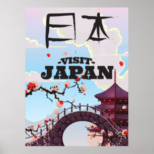 Besuchen Sie Japan Retro-Reiseposter. Poster
