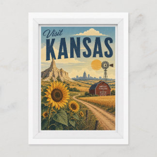 Besuchen Sie Kansas Travel Vintage Postkarte