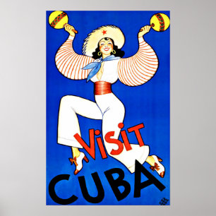 Besuchen Sie Kuba Karibischer Jahrgang Poster