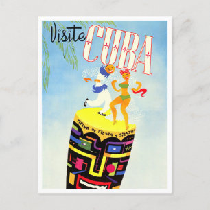 Besuchen Sie Kuba Vintage-Reisepostkarte Postkarte