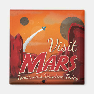 Besuchen Sie Mars Vintage Poster Magnet