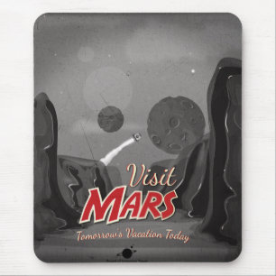 Besuchen Sie Mars Vintage Poster Mousepad