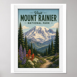 Besuchen Sie Mount Rainier National Park Reise Vin Poster