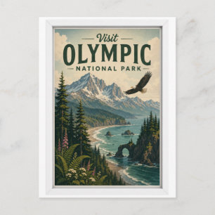 Besuchen Sie Olympic National Park Reise Vintage Postkarte