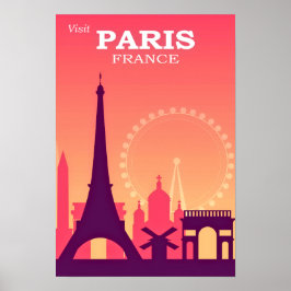 Besuchen Sie Paris Vintag Poster