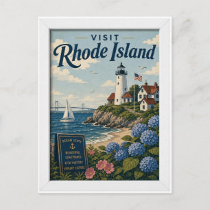 Besuchen Sie Rhode Island Reise Vintage Postkarte