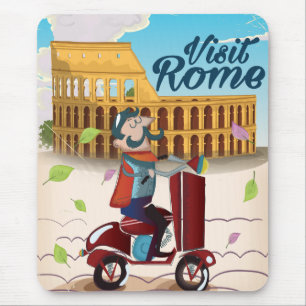 Besuchen Sie Rom Cartoon Reiseplakat Mousepad
