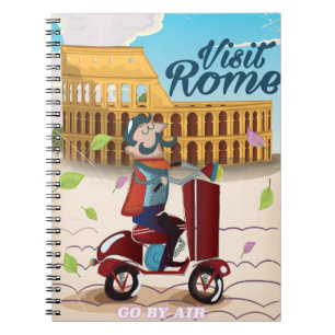 Besuchen Sie Rom Cartoon Reiseplakat Notizblock