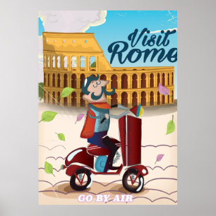 Besuchen Sie Rom Cartoon Reiseplakat Poster