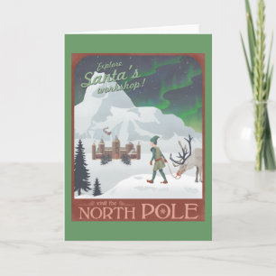 Besuchen Sie Santa's Workshop am Nordpol Feiertagskarte