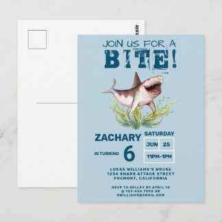 Besuchen Sie uns für eine Bite Funny Shark Boys Ge Postkarte