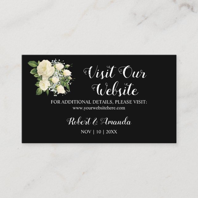 Besuchen Sie unsere Website Wedding Insert Card Platzkarte (Vorderseite)