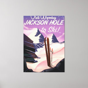 Besuchen Sie Wyoming! Jackson Hole Skireise Poster Leinwanddruck