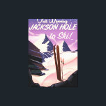 Besuchen Sie Wyoming! Jackson Hole zum Skitourenpl Leinwanddruck<br><div class="desc">Besuchen Sie Wyoming! Jackson Hole zum Ski-Reiseplakat. Vintages amerikanisches Skitourenposter.</div>