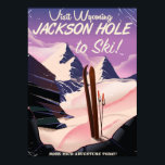 Besuchen Sie Wyoming! Jackson Hole zum Skitourenpl Poster<br><div class="desc">Besuchen Sie Wyoming! Jackson Hole zum Ski-Reiseplakat. Vintages amerikanisches Skitourenposter.</div>