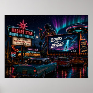 Besucher aus dem Jenseits Retro-Sci-Fi-Autokinopla Poster