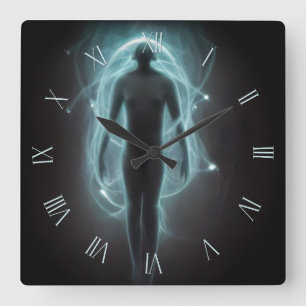 Besucher aus einer anderen Dimension Quadratische Wanduhr