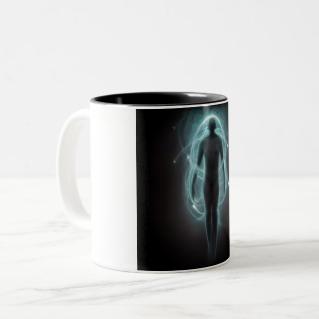 Besucher aus einer anderen Dimension Zweifarbige Tasse (Vorderseite Links)