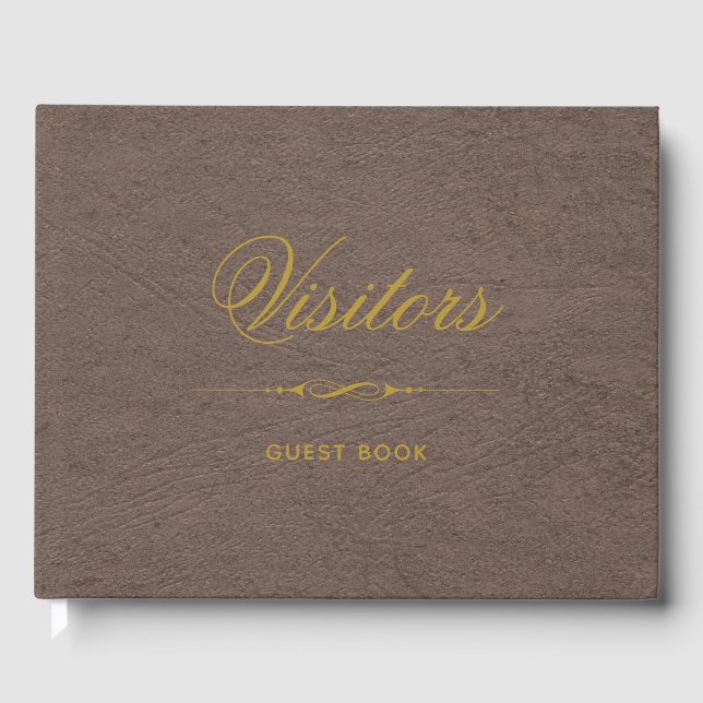 Besucher Elegantes Imitat Leder und Gold Gästebuch (Vorderseite)