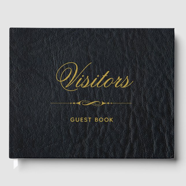 Besucher Imitats Black Leather Elegantes Gästebuch (Vorderseite)