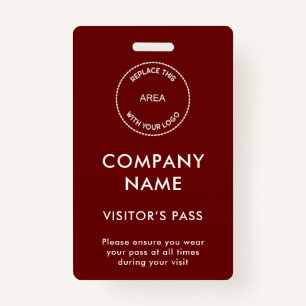 Besucher Pass Firmenname Logo Burgundy White Ausweis