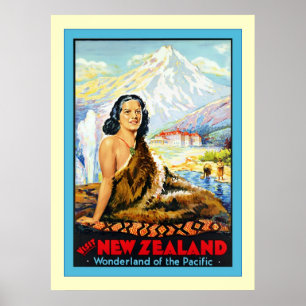 Besuchs-Neuseeland ~ Vintage Reise Poster