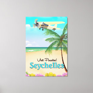 Besucht das Paradies! Seychellen Reiseplakat Leinwanddruck