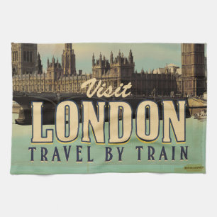 Besucht London Vintage Poster Geschirrtuch