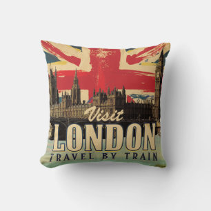 Besucht London Vintage Poster Kissen