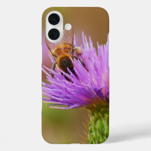 Besy Bee auf Lila Thistle-Blume-Fotografie iPhone 16 Plus Hülle