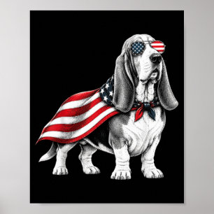 Bet Hound 4. Juli Amerikanische Flagge Hund Patrio Poster