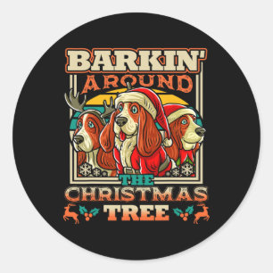 Bet Hound Rkin rund um den Weihnachtsbaumhund Sant Runder Aufkleber